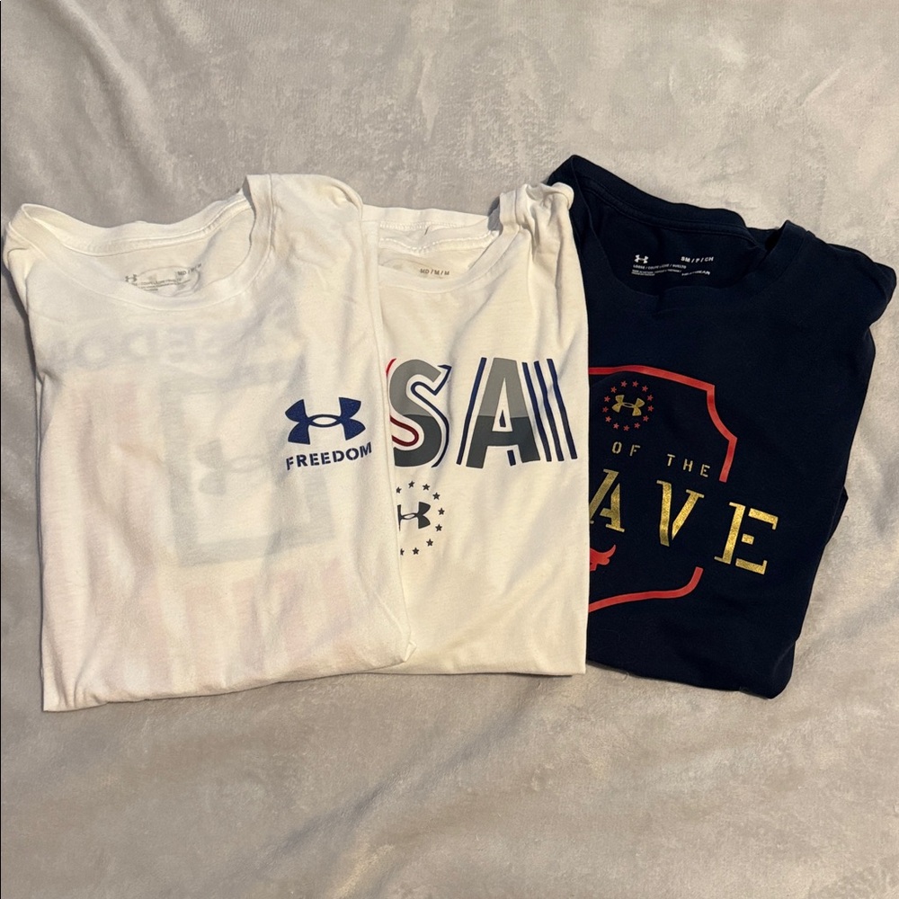 Under Armour Kids Tees - White and Navy